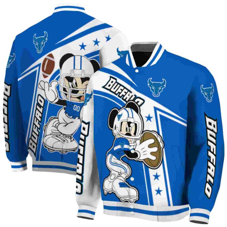 customized buffalo bulls mickey football royal blue white jacket fashion forward