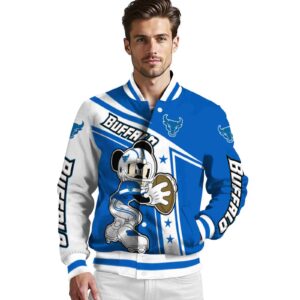 customized buffalo bulls mickey football royal blue white jacket high quality