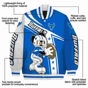 customized buffalo bulls mickey football royal blue white jacket new arrival