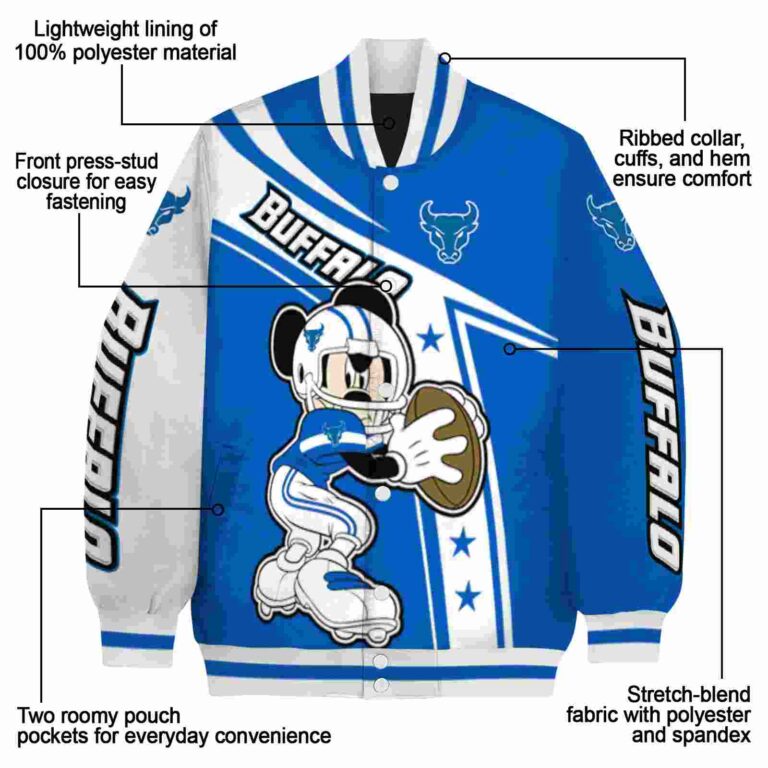 customized buffalo bulls mickey football royal blue white jacket new arrival