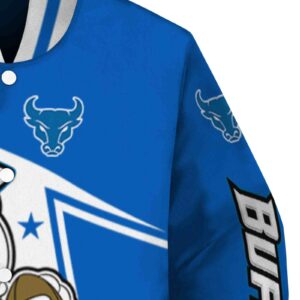 customized buffalo bulls mickey football royal blue white jacket premium grade