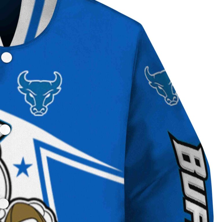 customized buffalo bulls mickey football royal blue white jacket premium grade