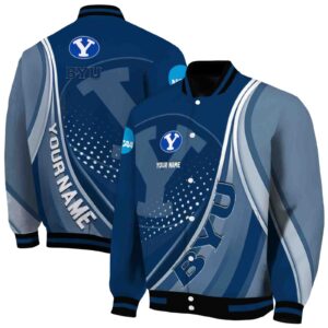 customized byu cougars wave patterns blue jacket fashion forward