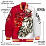 customized calgary flames jesus tears red white jacket best selling