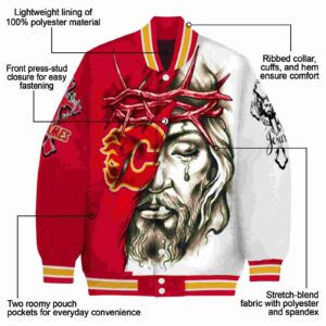 customized calgary flames jesus tears red white jacket new arrival