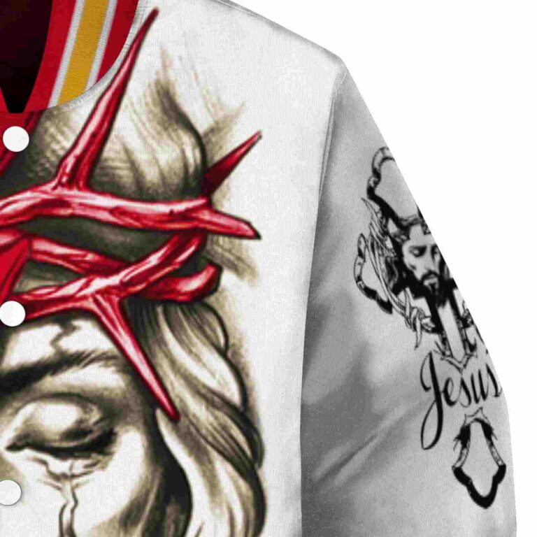 customized calgary flames jesus tears red white jacket premium grade