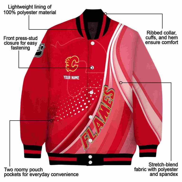 customized calgary flames wave patterns red jacket new arrival