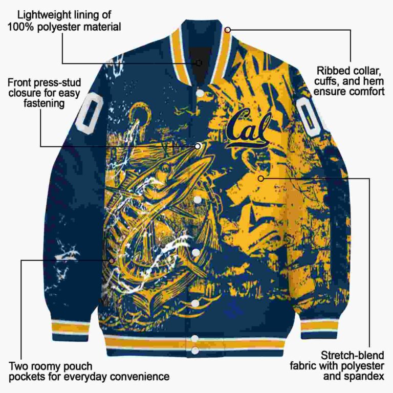 customized california golden bears fishing art blue jacket new arrival