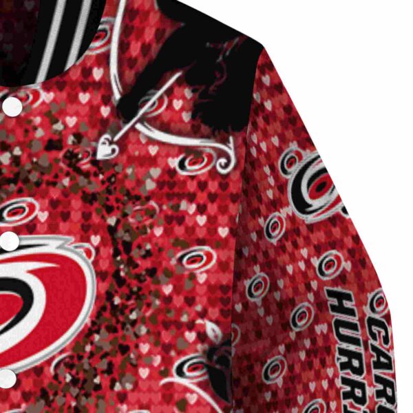 customized carolina hurricanes heart explosion red jacket premium grade