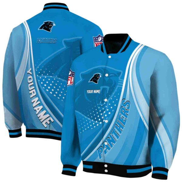 customized carolina panthers wave patterns blue jacket fashion forward