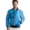 customized carolina panthers wave patterns blue jacket high quality