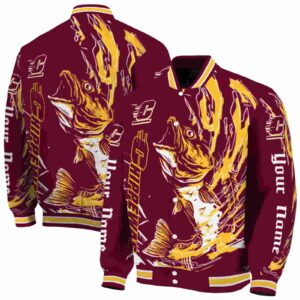 customized central michigan chippewas fishing passion maroon white jacket fashion forward