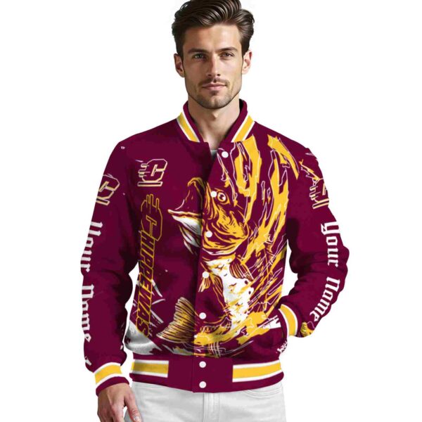 customized central michigan chippewas fishing passion maroon white jacket high quality