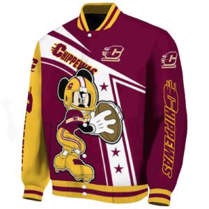 customized central michigan chippewas mickey football maroon white jacket best selling