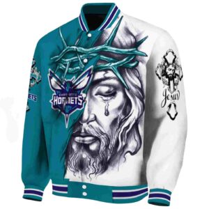 customized charlotte hornets jesus tears teal white jacket best selling