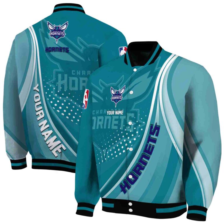 customized charlotte hornets wave patterns teal jacket fashion forward