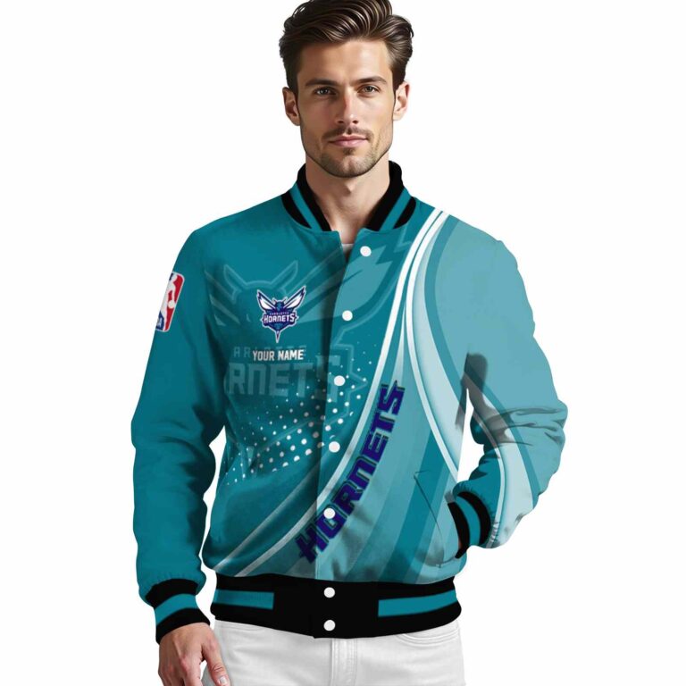 customized charlotte hornets wave patterns teal jacket high quality