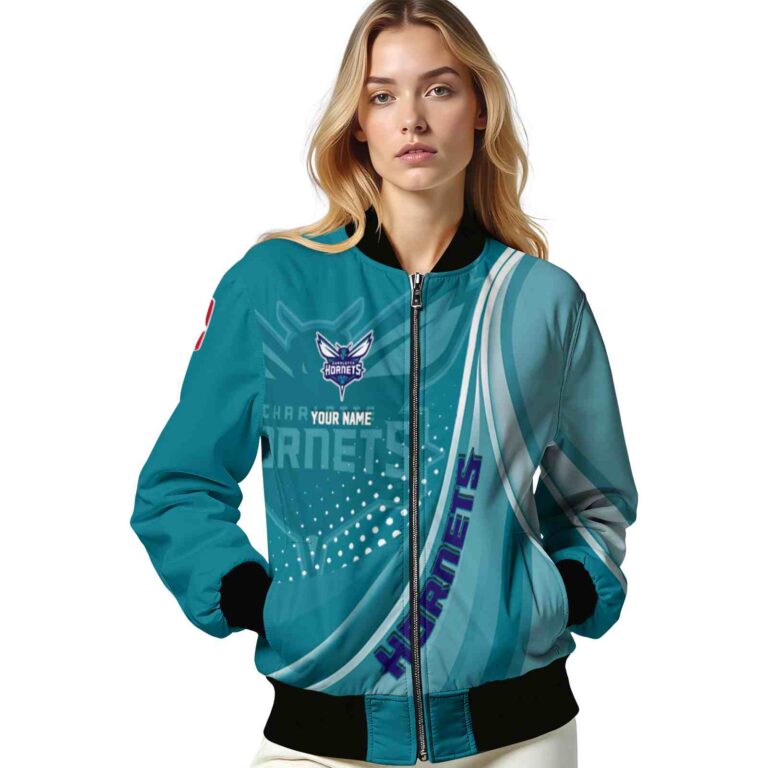 customized charlotte hornets wave patterns teal jacket latest model