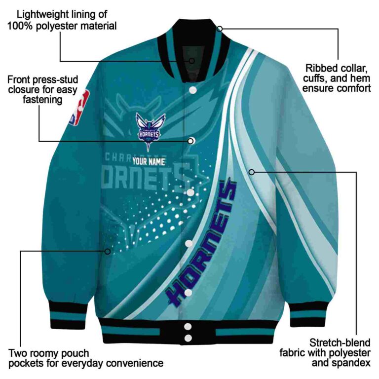 customized charlotte hornets wave patterns teal jacket new arrival
