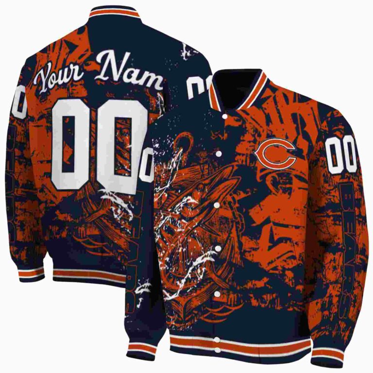 customized chicago bears fishing art blue jacket fashion forward