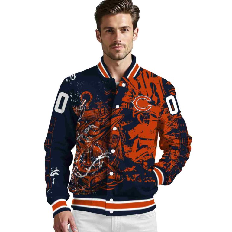 customized chicago bears fishing art blue jacket high quality