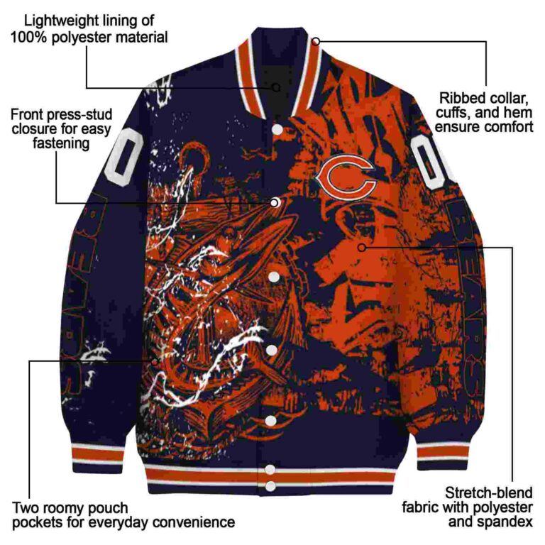 customized chicago bears fishing art blue jacket new arrival