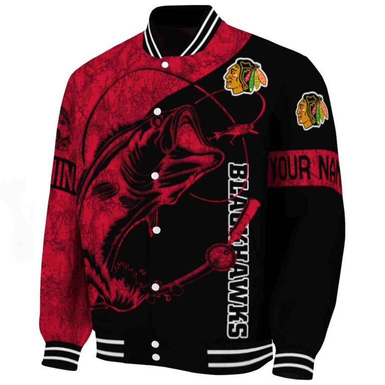customized chicago blackhawks fishing rod black jacket best selling