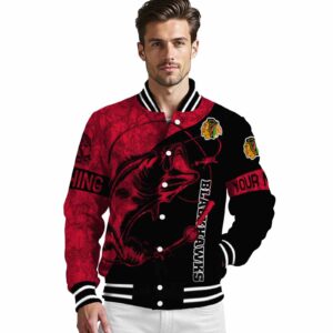 customized chicago blackhawks fishing rod black jacket high quality