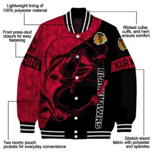 customized chicago blackhawks fishing rod black jacket new arrival