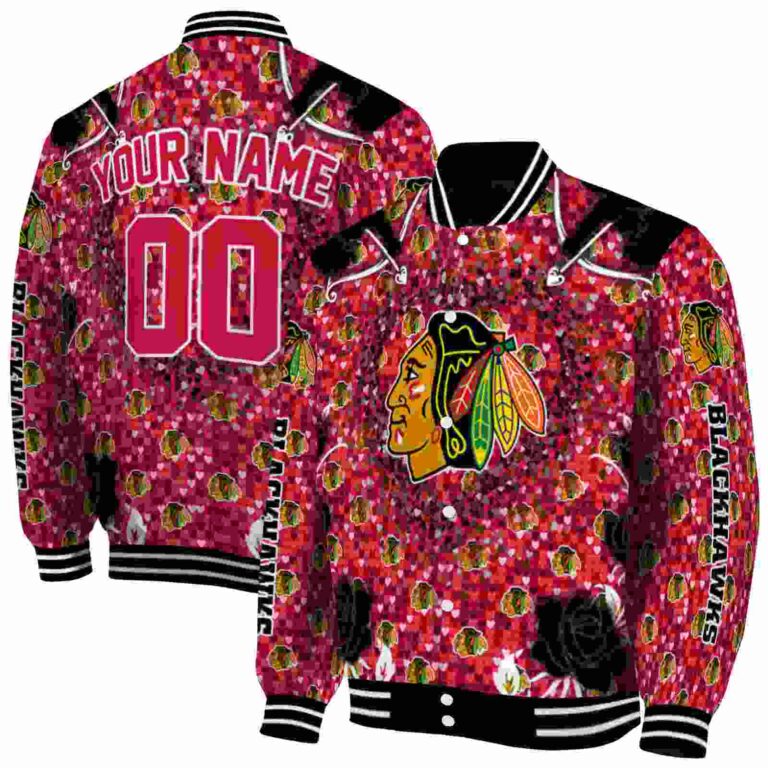 customized chicago blackhawks heart explosion red jacket fashion forward