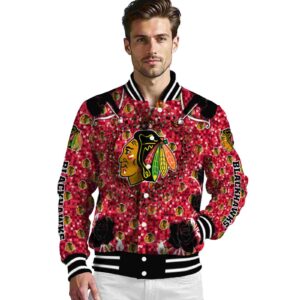customized chicago blackhawks heart explosion red jacket high quality