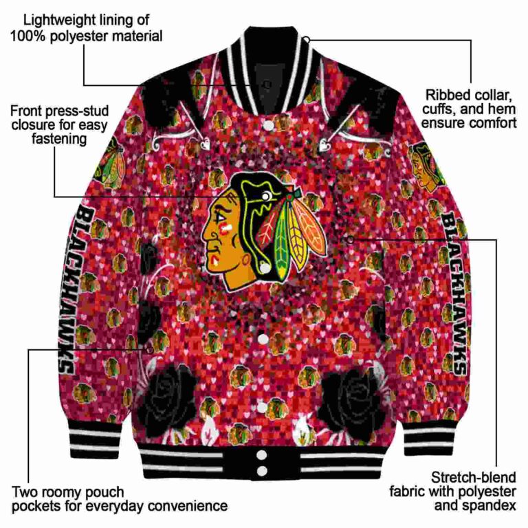 customized chicago blackhawks heart explosion red jacket new arrival
