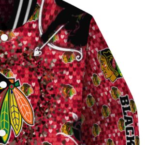 customized chicago blackhawks heart explosion red jacket premium grade