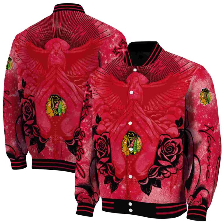 customized chicago blackhawks praying hands red jacket fashion forward