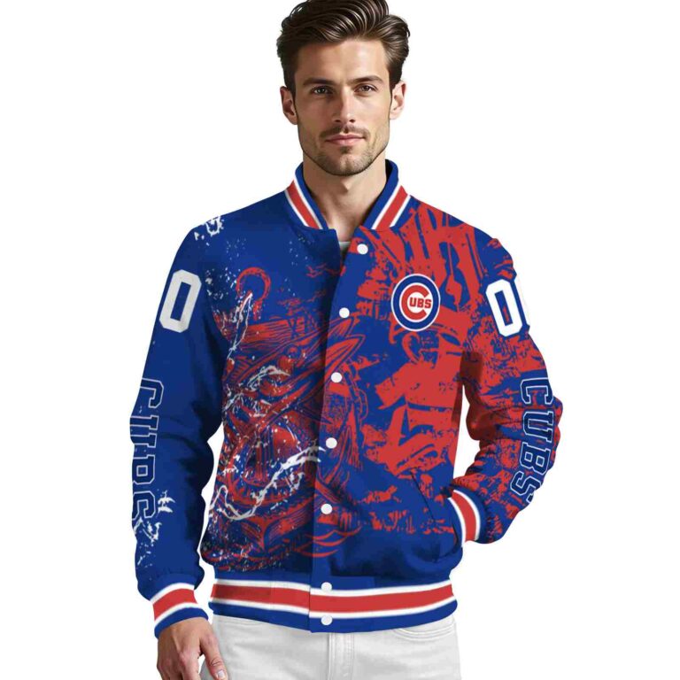 customized chicago cubs fishing art blue jacket high quality