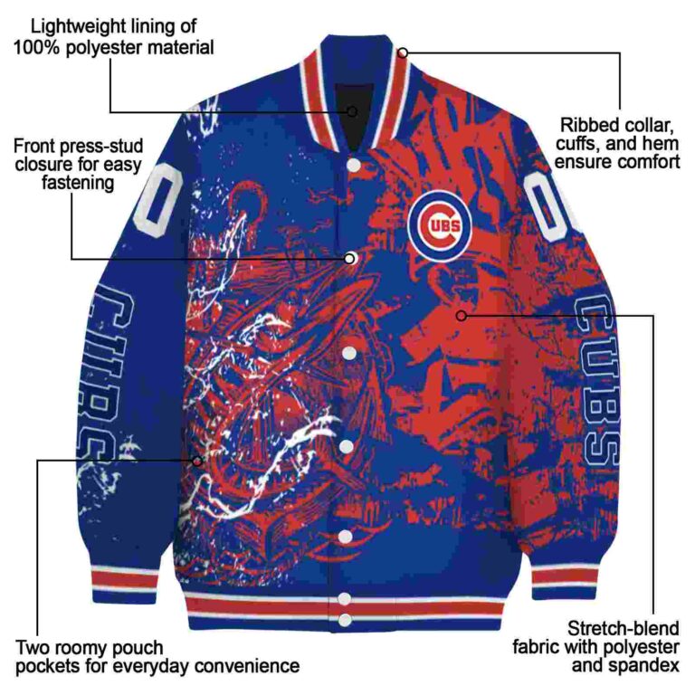 customized chicago cubs fishing art blue jacket new arrival