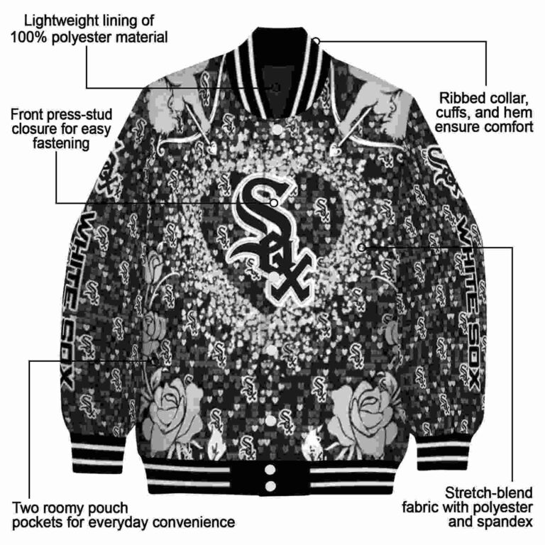 customized chicago white sox heart explosion black jacket new arrival