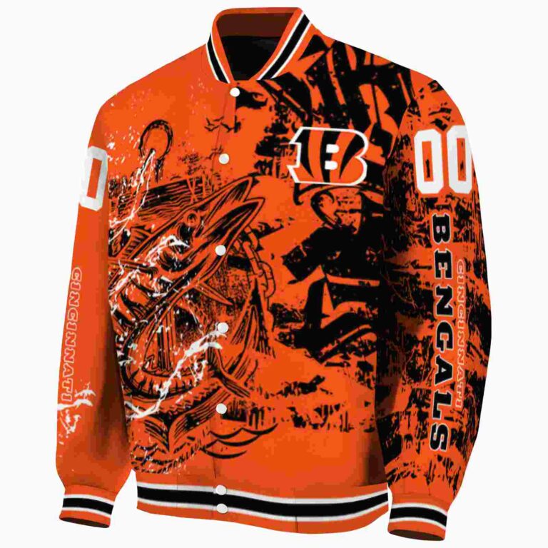 customized cincinnati bengals fishing art orange jacket best selling