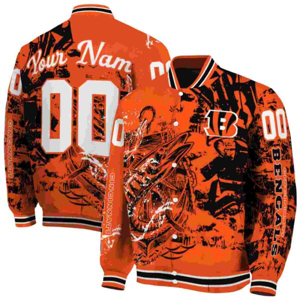 customized cincinnati bengals fishing art orange jacket fashion forward