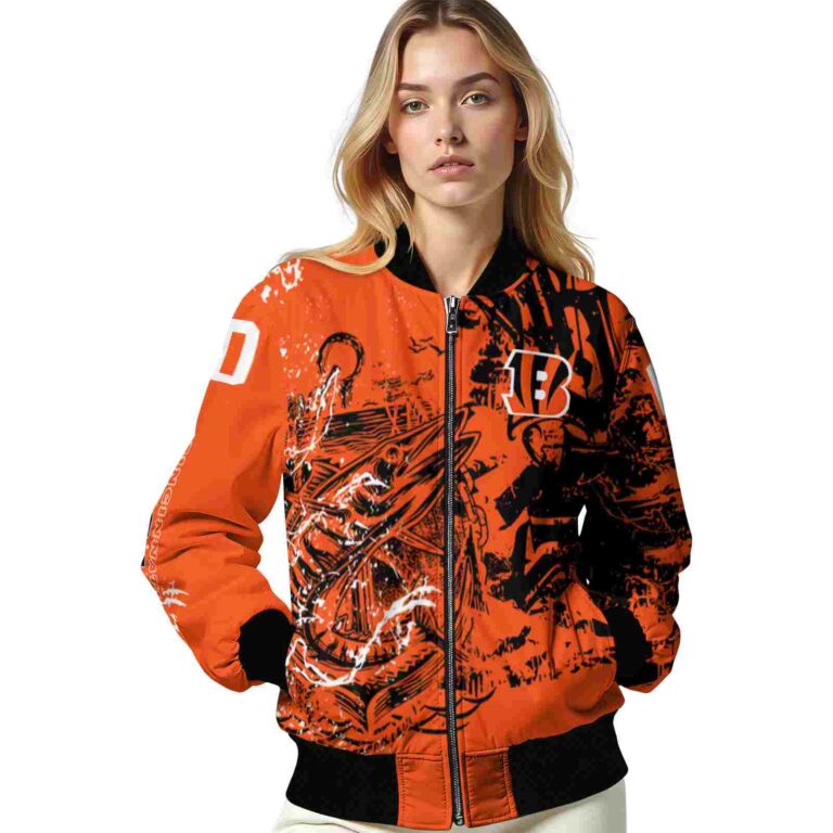 customized cincinnati bengals fishing art orange jacket latest model