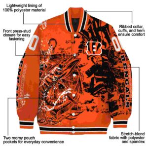 customized cincinnati bengals fishing art orange jacket new arrival
