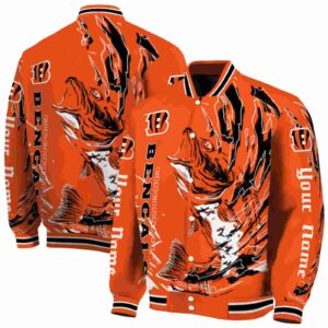customized cincinnati bengals fishing passion orange white jacket fashion forward