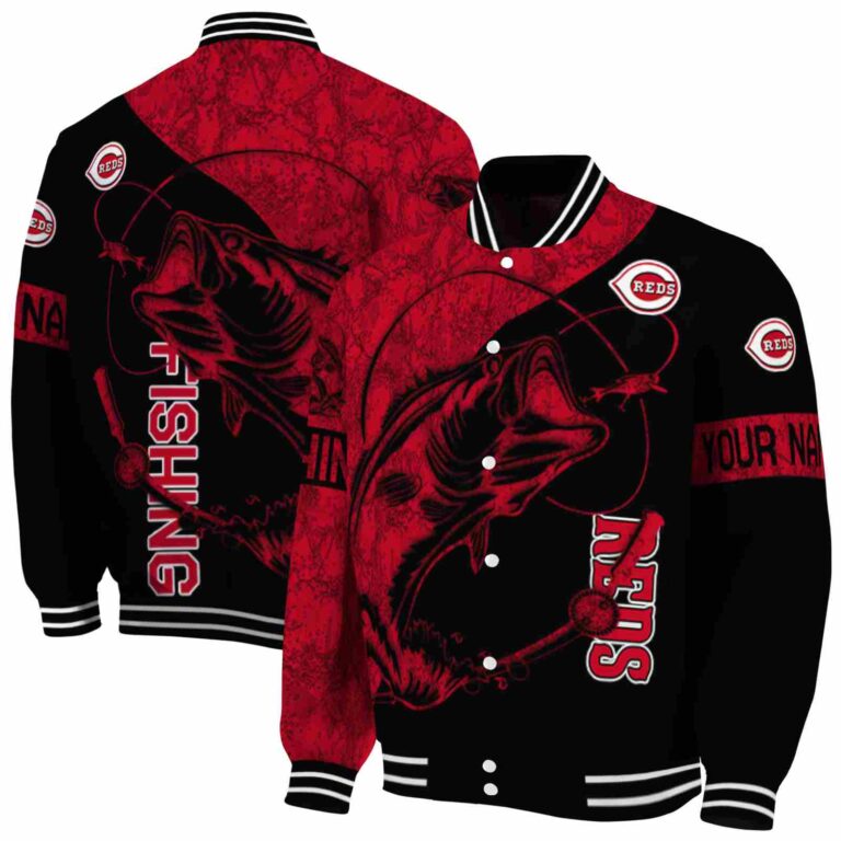 customized cincinnati reds fishing rod black jacket fashion forward