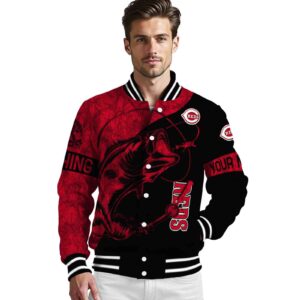 customized cincinnati reds fishing rod black jacket high quality
