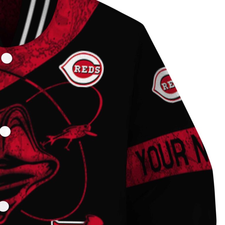 customized cincinnati reds fishing rod black jacket premium grade