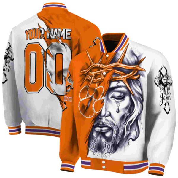 customized clemson tigers jesus tears orange white jacket fashion forward