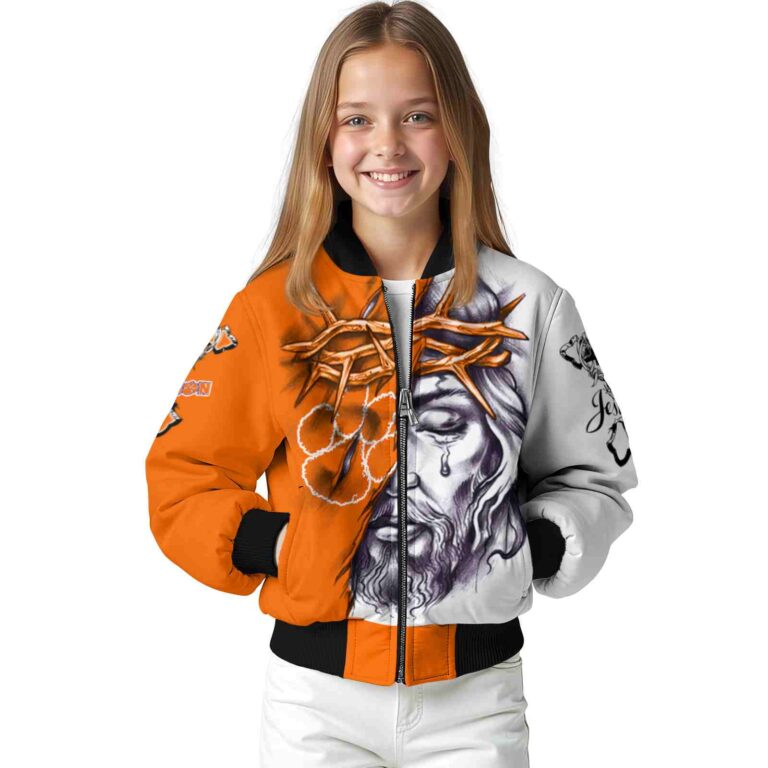 customized clemson tigers jesus tears orange white jacket top rated