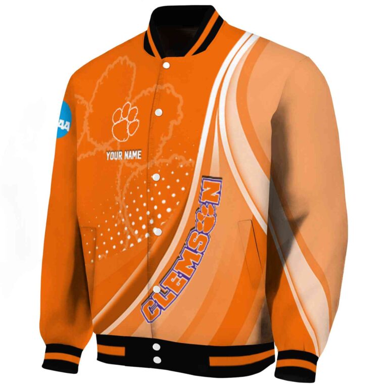 customized clemson tigers wave patterns orange jacket best selling