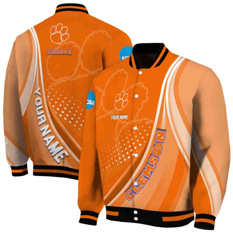 customized clemson tigers wave patterns orange jacket fashion forward