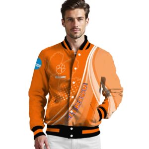customized clemson tigers wave patterns orange jacket high quality